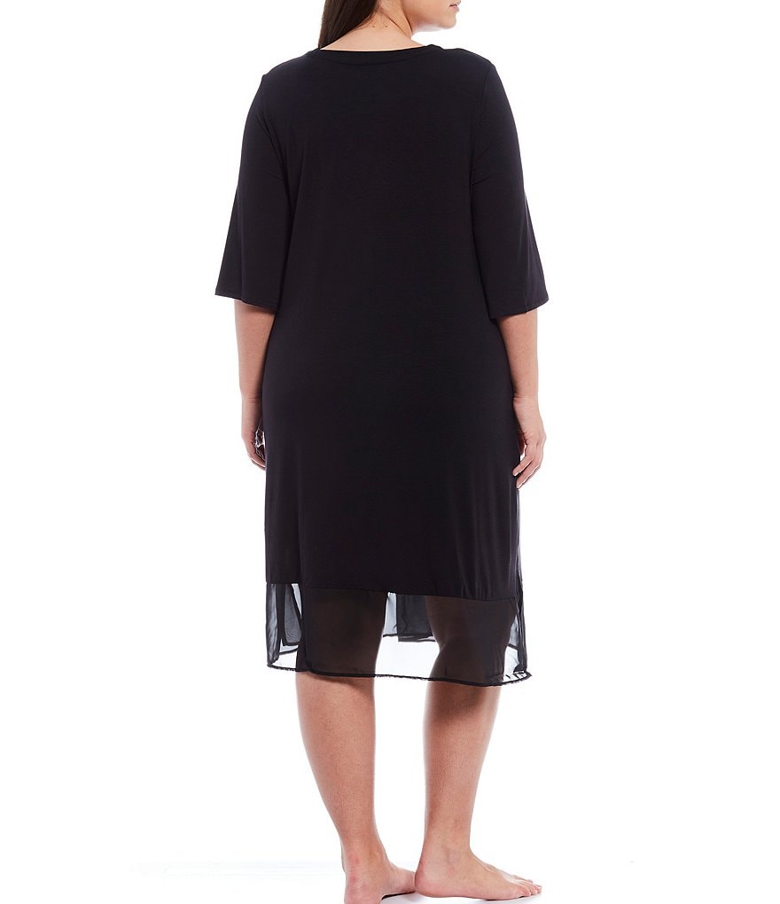 VAN WINKLE CO. Plus Solid Satin Maxi Chemise