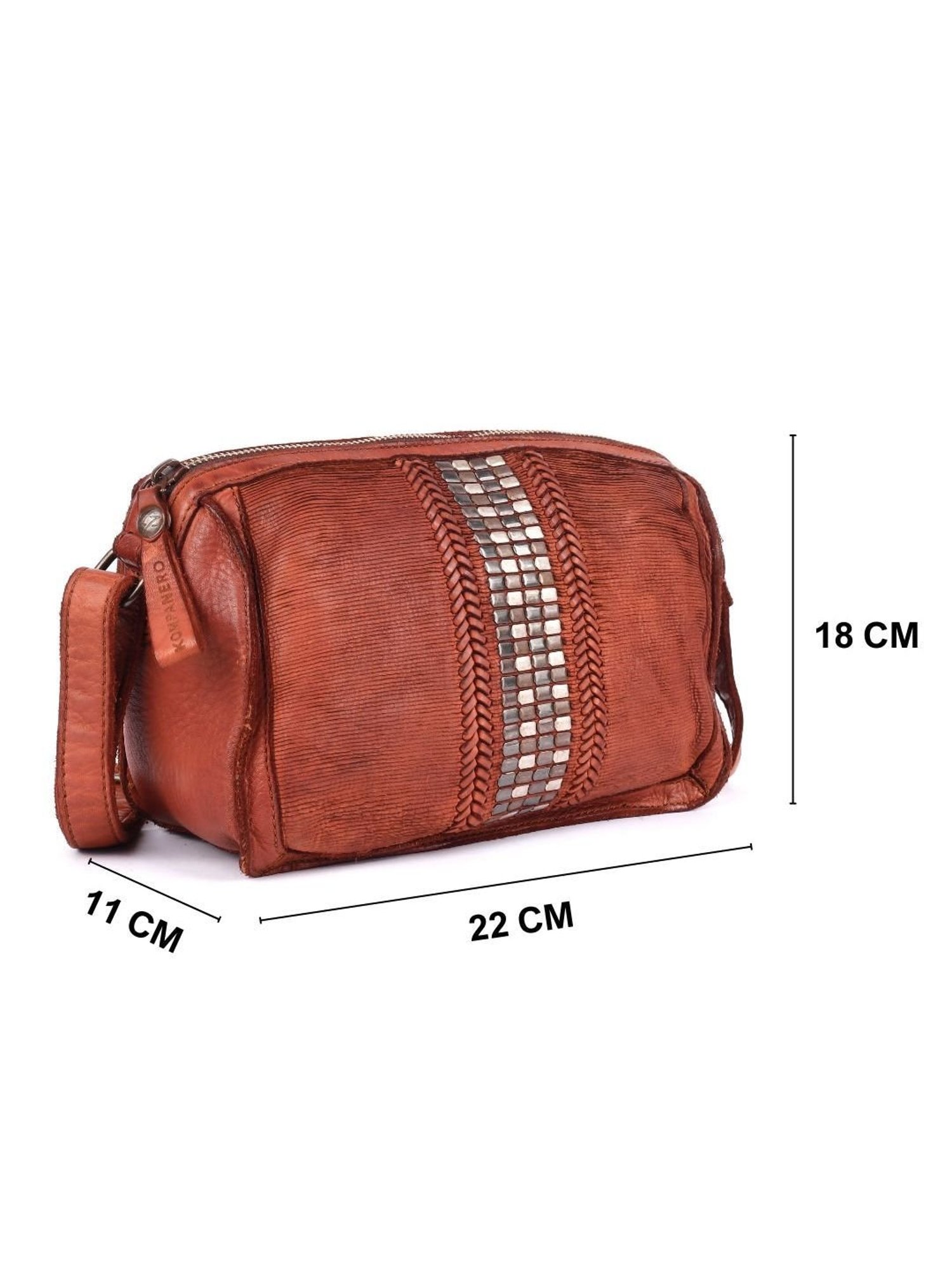 KOMPANERO Estelle Cognac Embellished Medium Sling Handbag