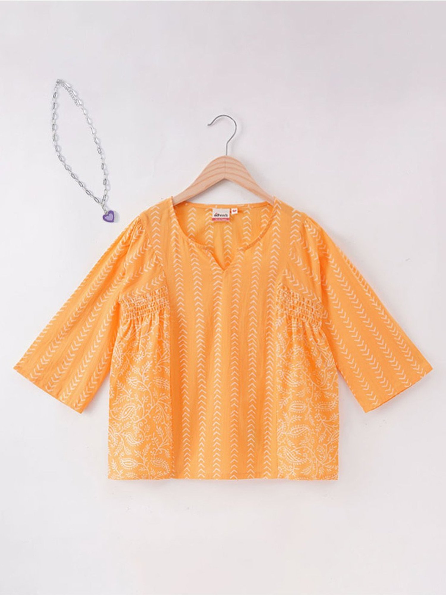 Edheads Kids Yellow Cotton Printed Top