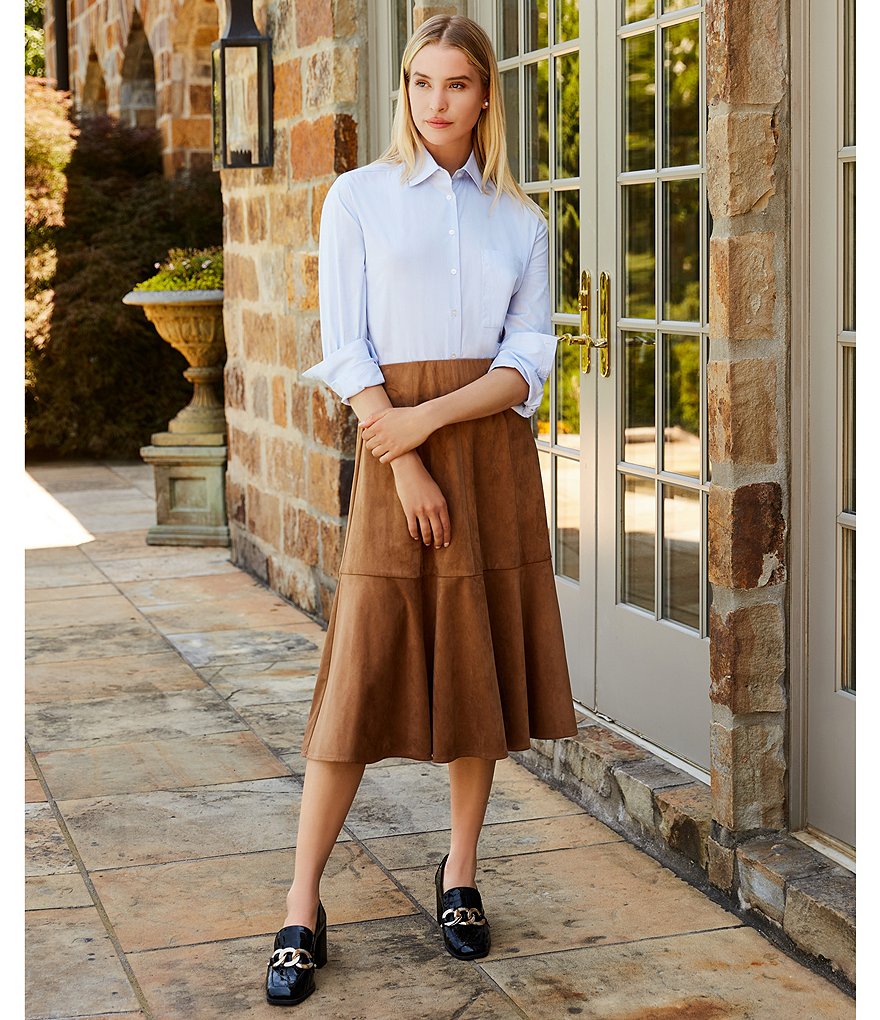 Antonio Melani Maisee Suede High Rise Elastic Waist Midi Skirt