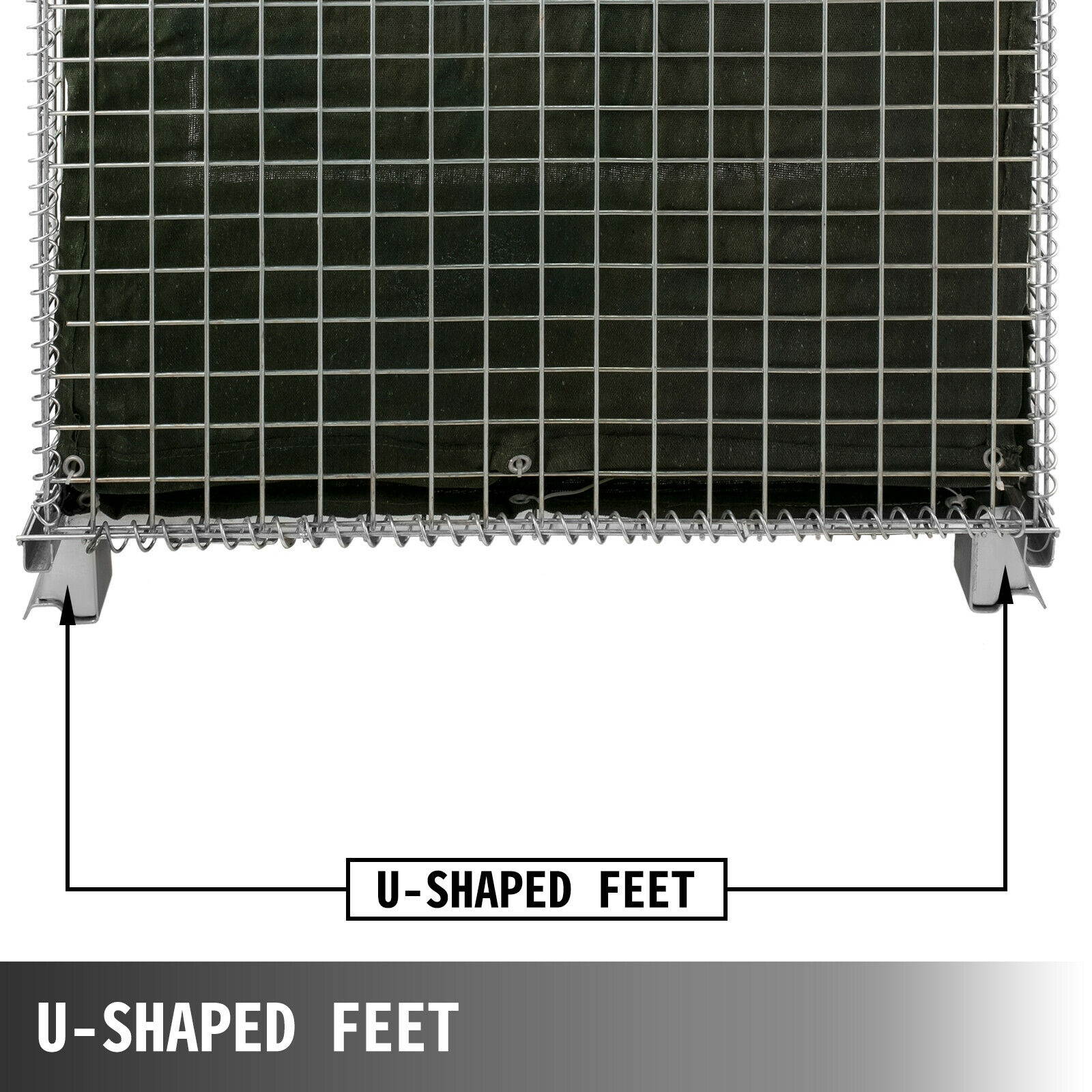 Folding Wire Container 48 x 40 x 35 inch, 1000 Lbs Capacity Wire Mesh 2 x 2 inch