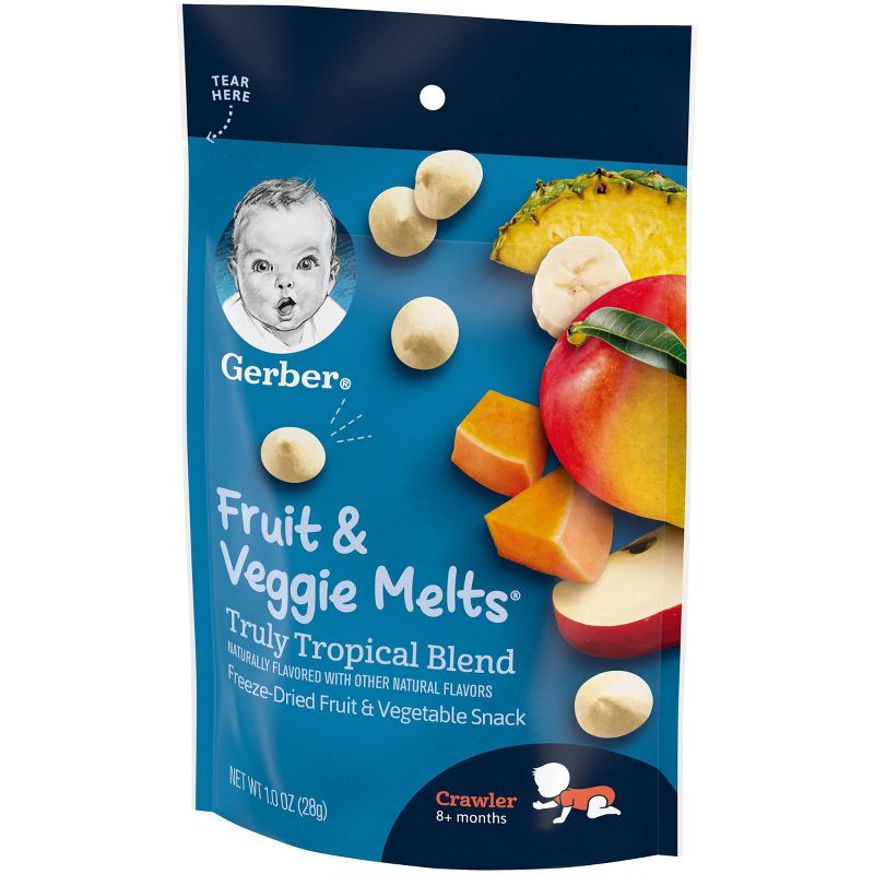 Gerber Crawler Fruit & Veggie Melts Truly tropical Blend Baby Snacks - 1oz