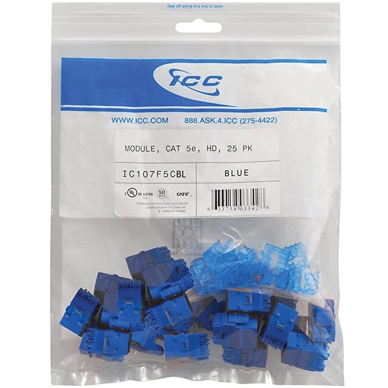 CAT5e RJ45 Keystone Jack for HD Style Blue 25 Pack