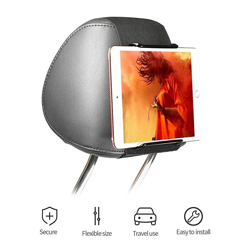 Car Headrest Mount Holder for 711 Tablets Apple iPad iPad MiniAirPro Samsung Galaxy Tabs Adjustable Strap Fits Most Headrests Universal Car Headrest Mount for Most Tablets Black