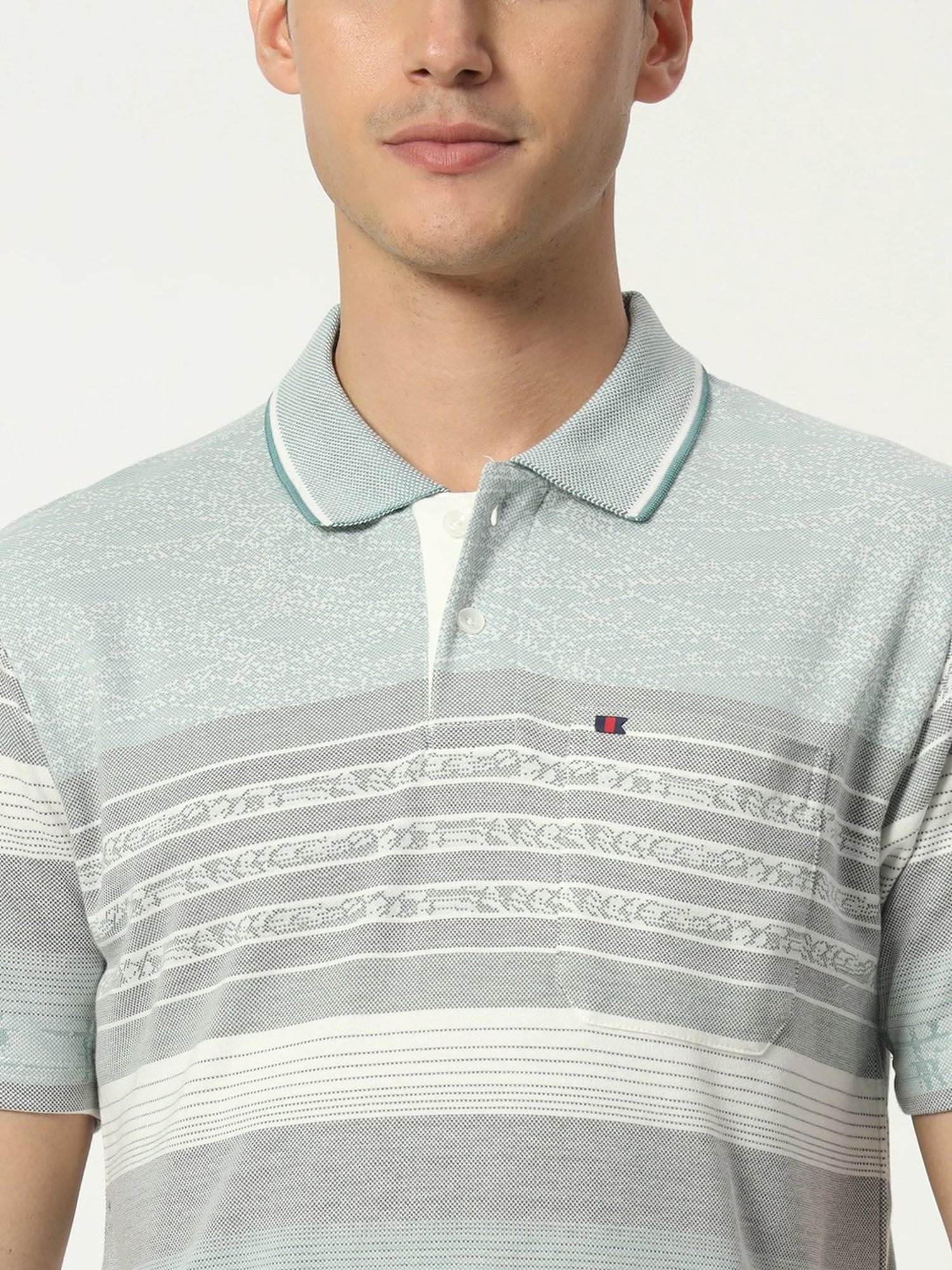 Tab91 Blue Regular Fit Striped Polo T-Shirts