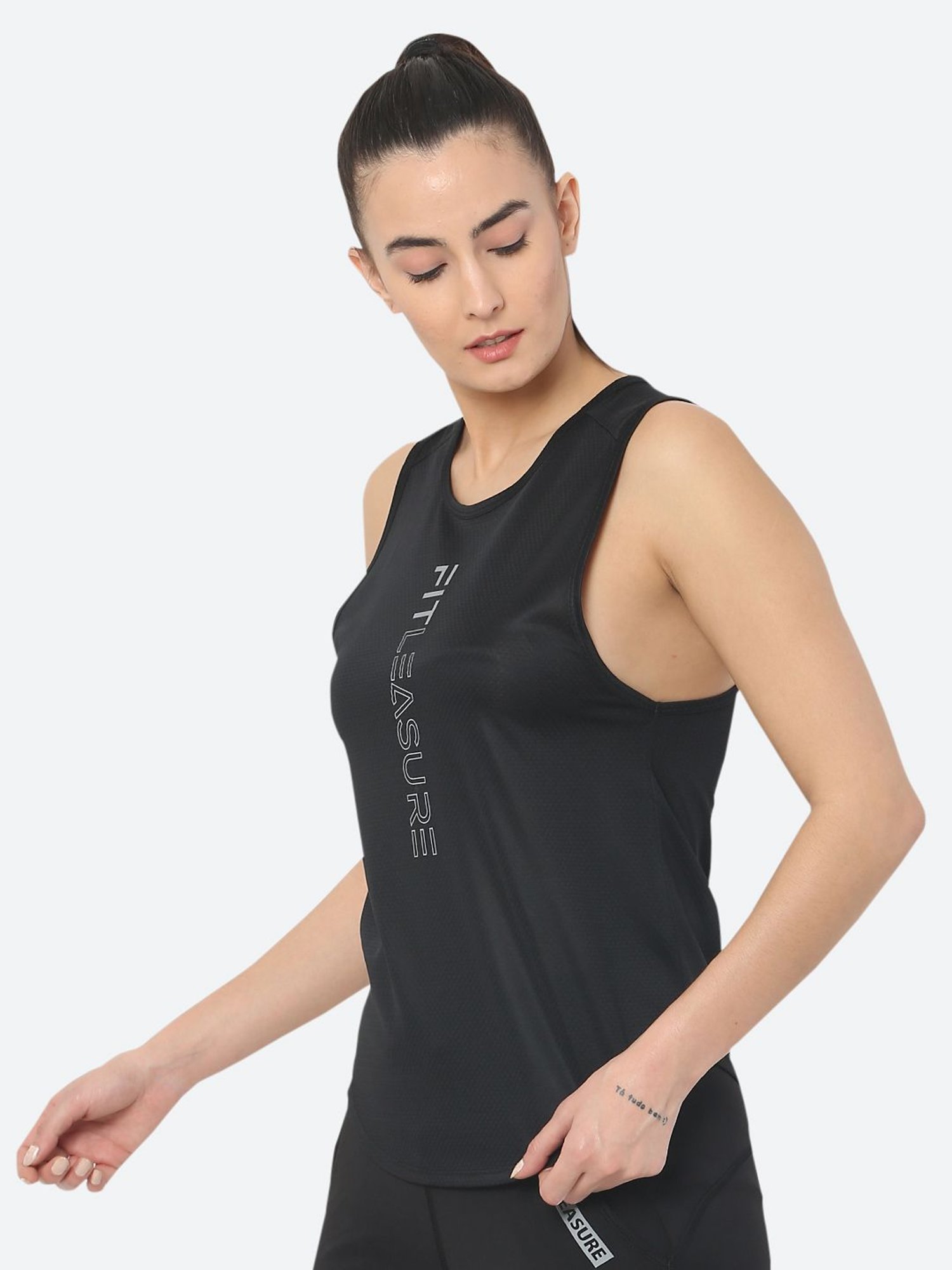 Fitleasure Black Graphic Print Tank Top