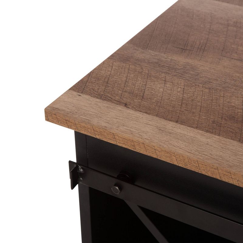 Modern Industrial Wine Cabinet with Sliding Door Brown - Glitzhome