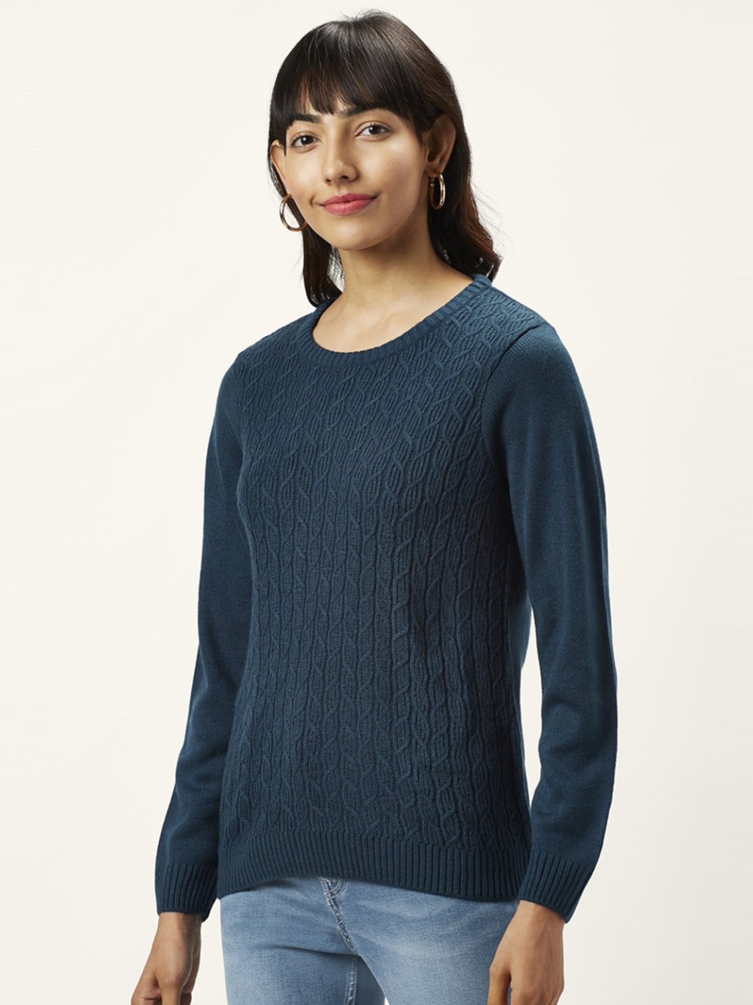 Honey by Pantaloons Blue Self Pattern Sweater