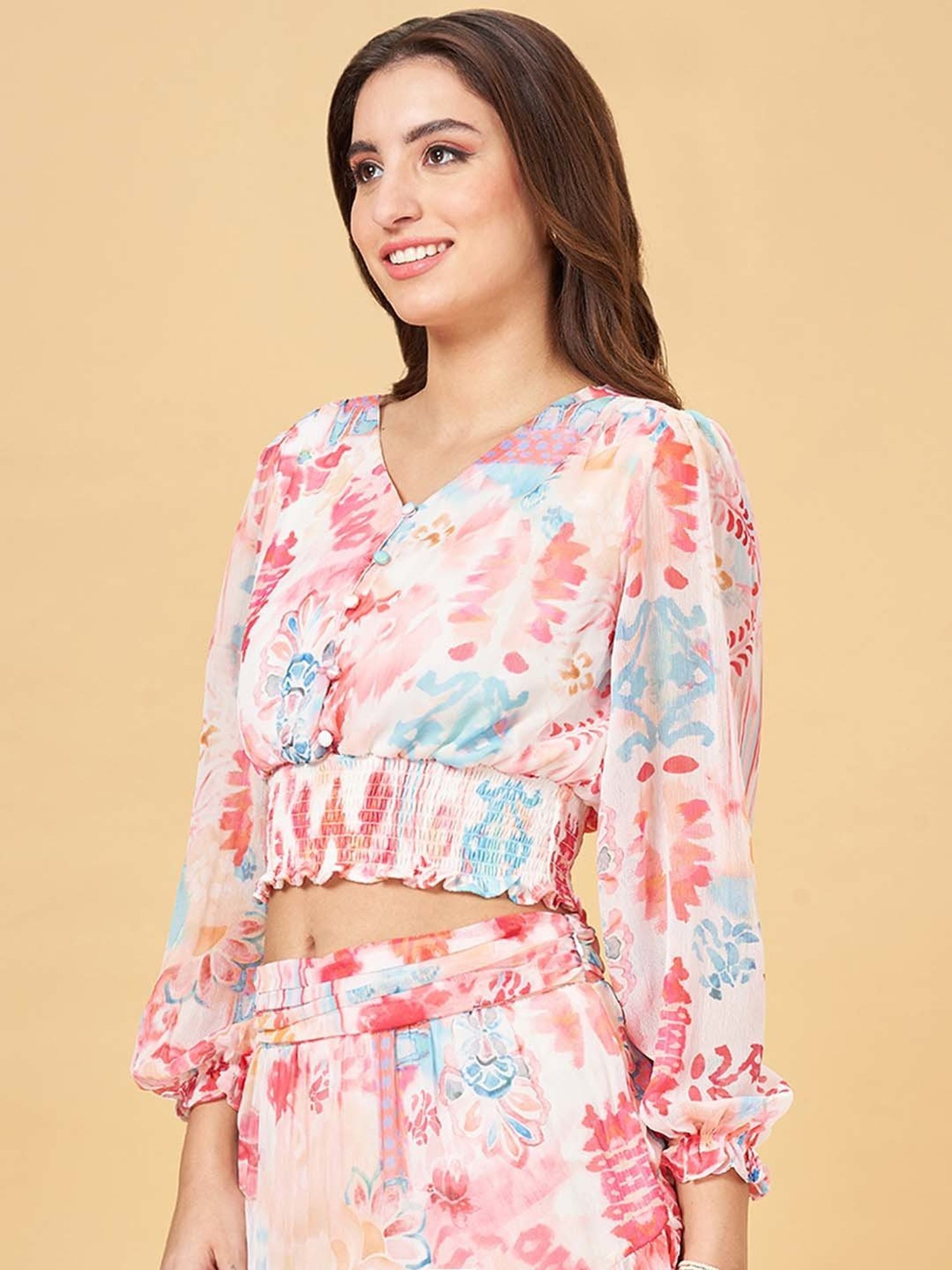 Honey by Pantaloons Pink Printed Crop Top