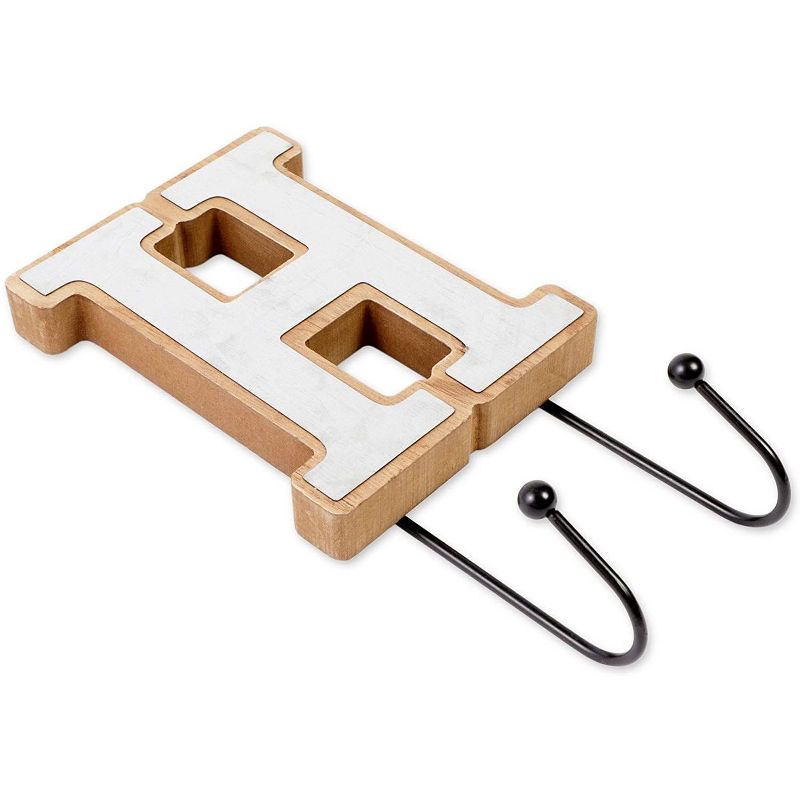 4-Piece "HOME" Wood Letters Key Holder Wall Mount Hooks Wall Decor for Coat Hat Key, 8 Inch Tall, Silver