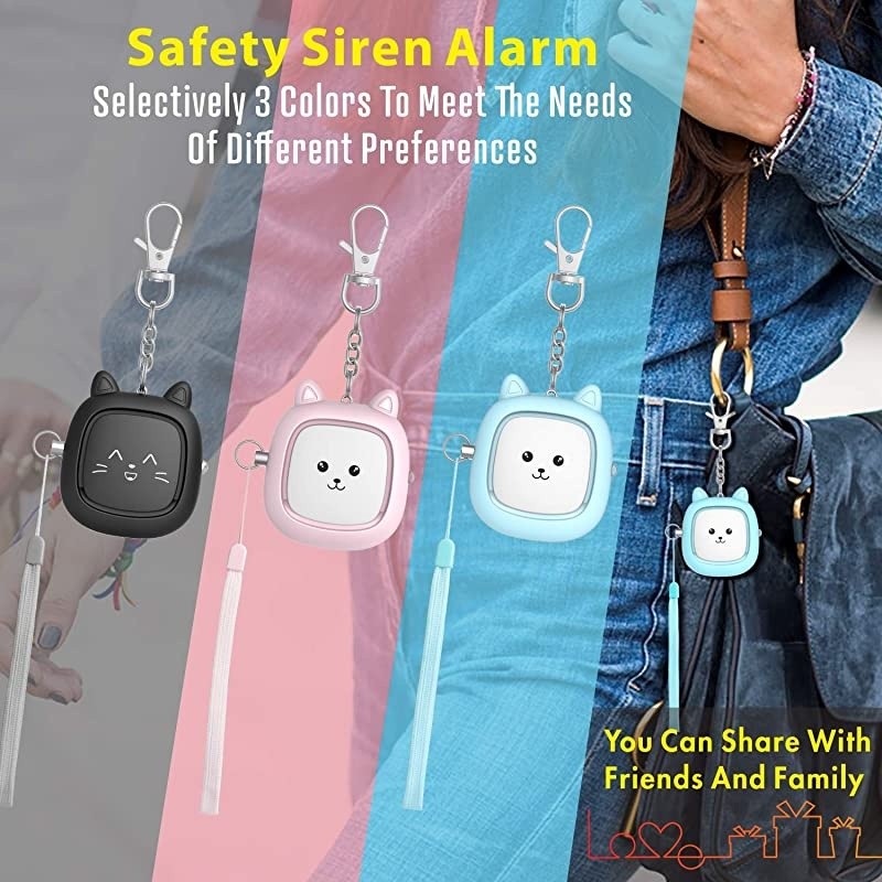 Sound Personal Alarm 3 Pack 130 dB Loud Siren Song Emergency SelfDefense Security Alarm Keychain with LED Light Personal Sound ty Siren for Women Men Children Elderly BluePinkBlack