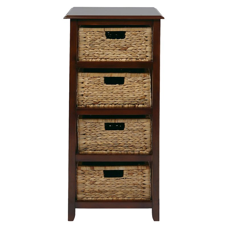 Seabrook FourTier Storage Unit With Espresso and Natural Baskets - OSP Home Furnishings