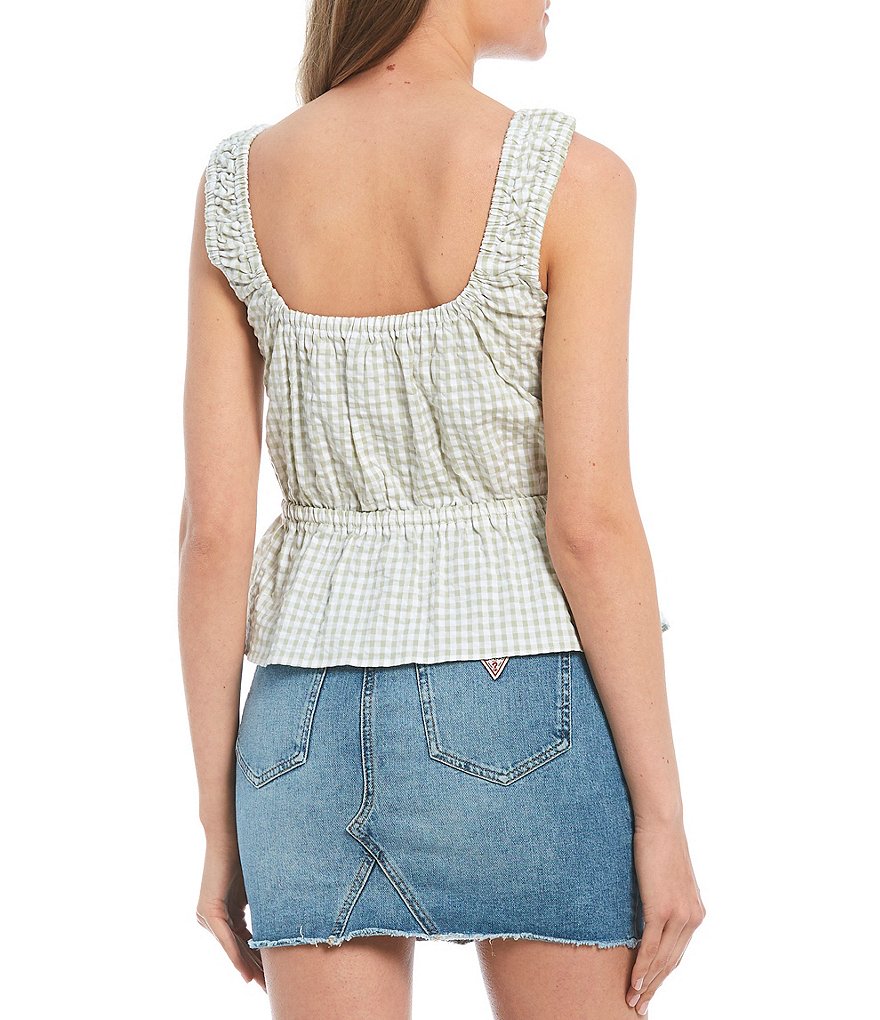 Guess Larisen Gingham Seersucker Top