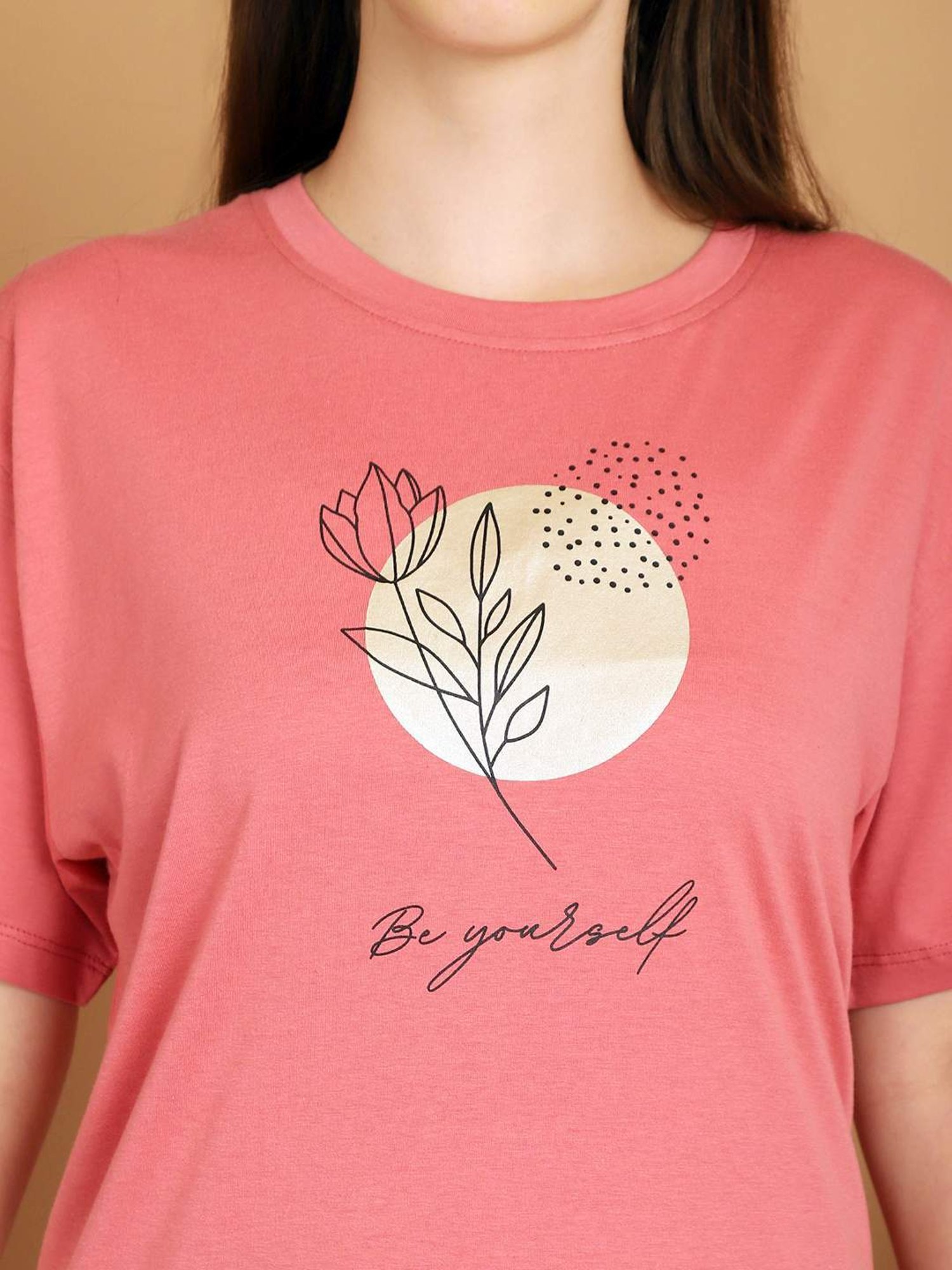 Kanvin Pink & Black Cotton Printed Tunic Pyjamas Set