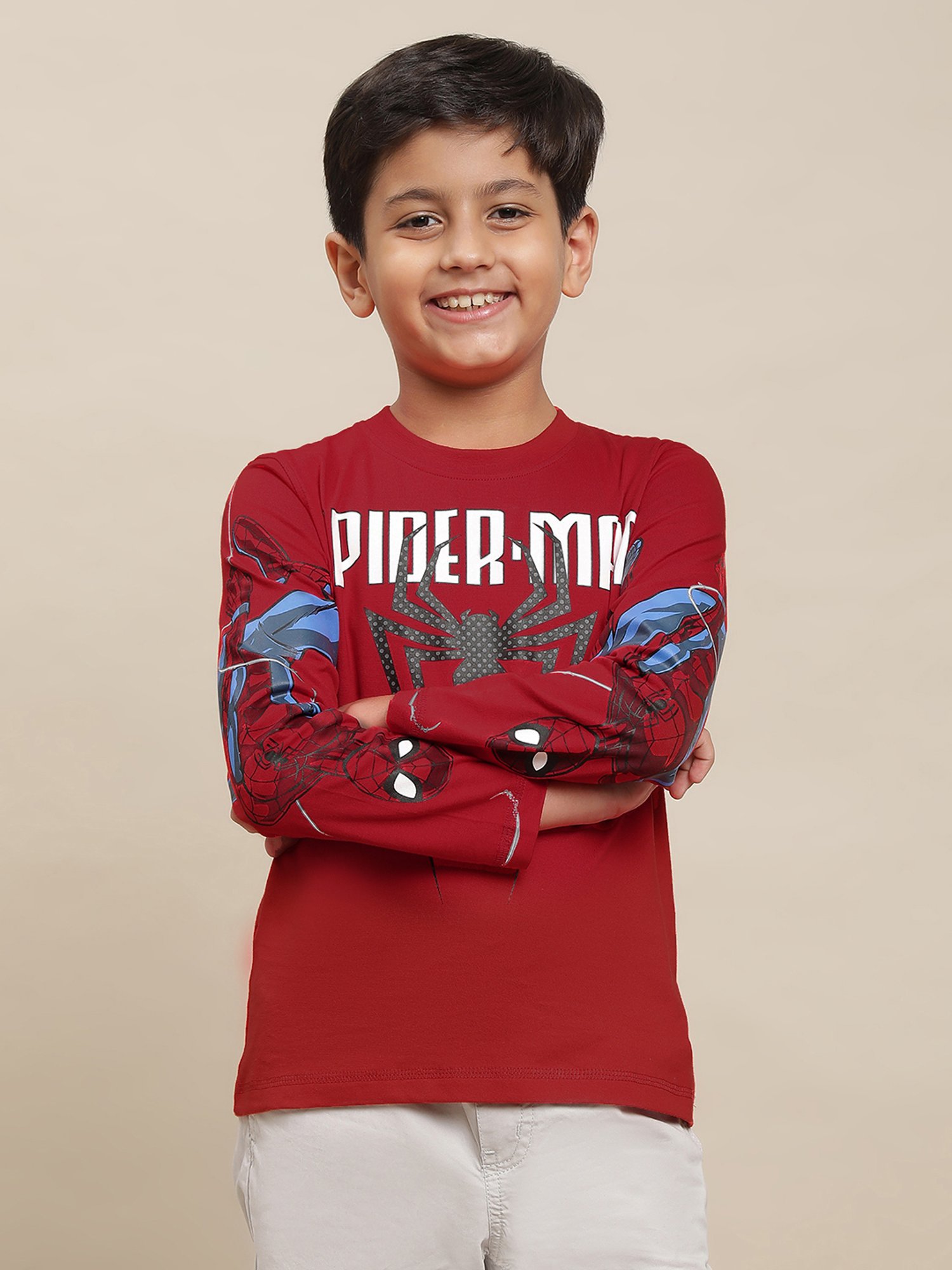 Kidsville Spiderman Printed Red Tshirt For Boys