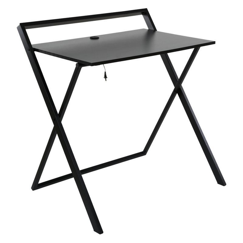 OneSpace Basics No Assembly Folding Desk With Dual Usb Charger Whitewashed Oak/White