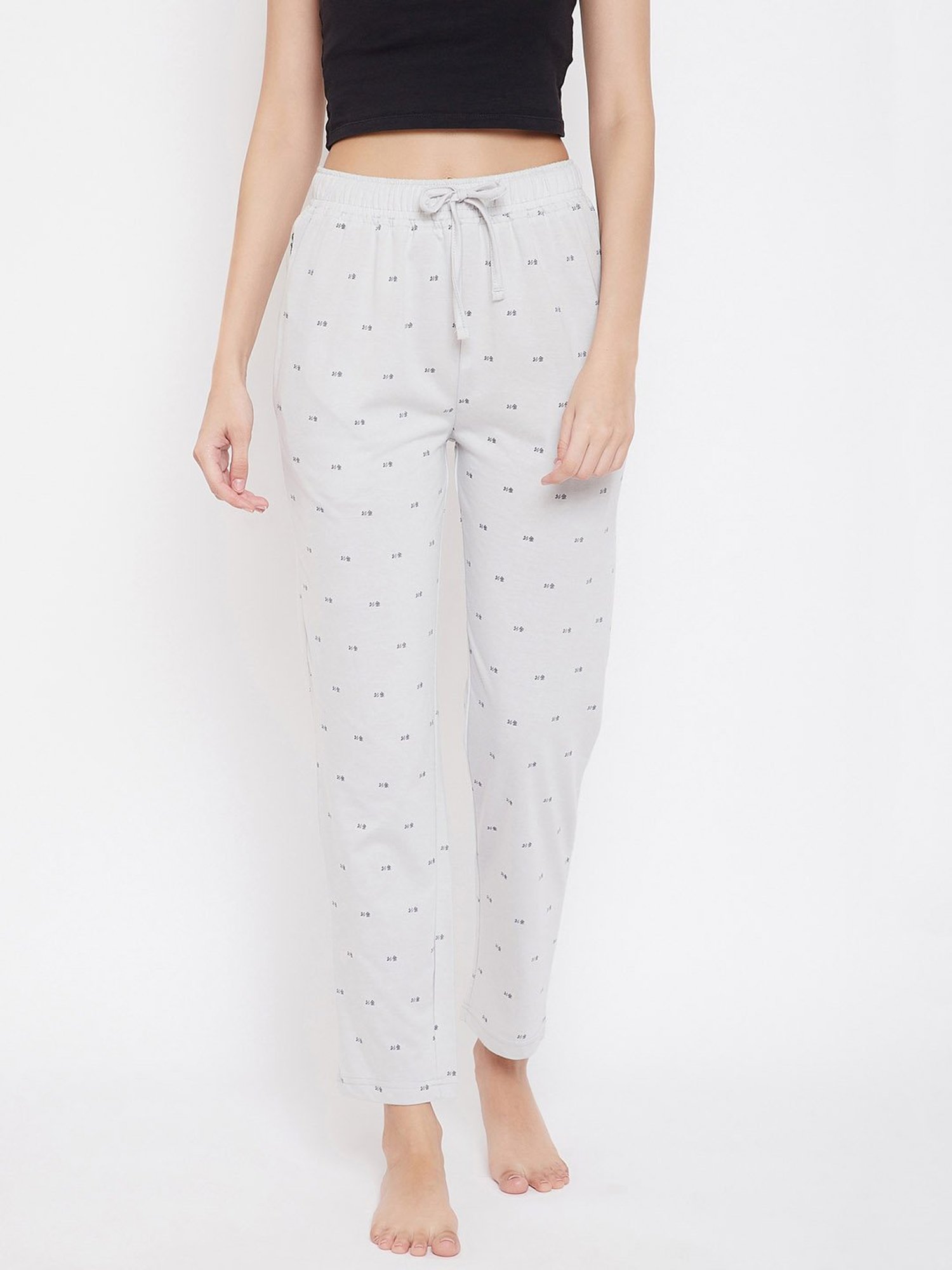 Okane Light Grey Printed Pyjamas