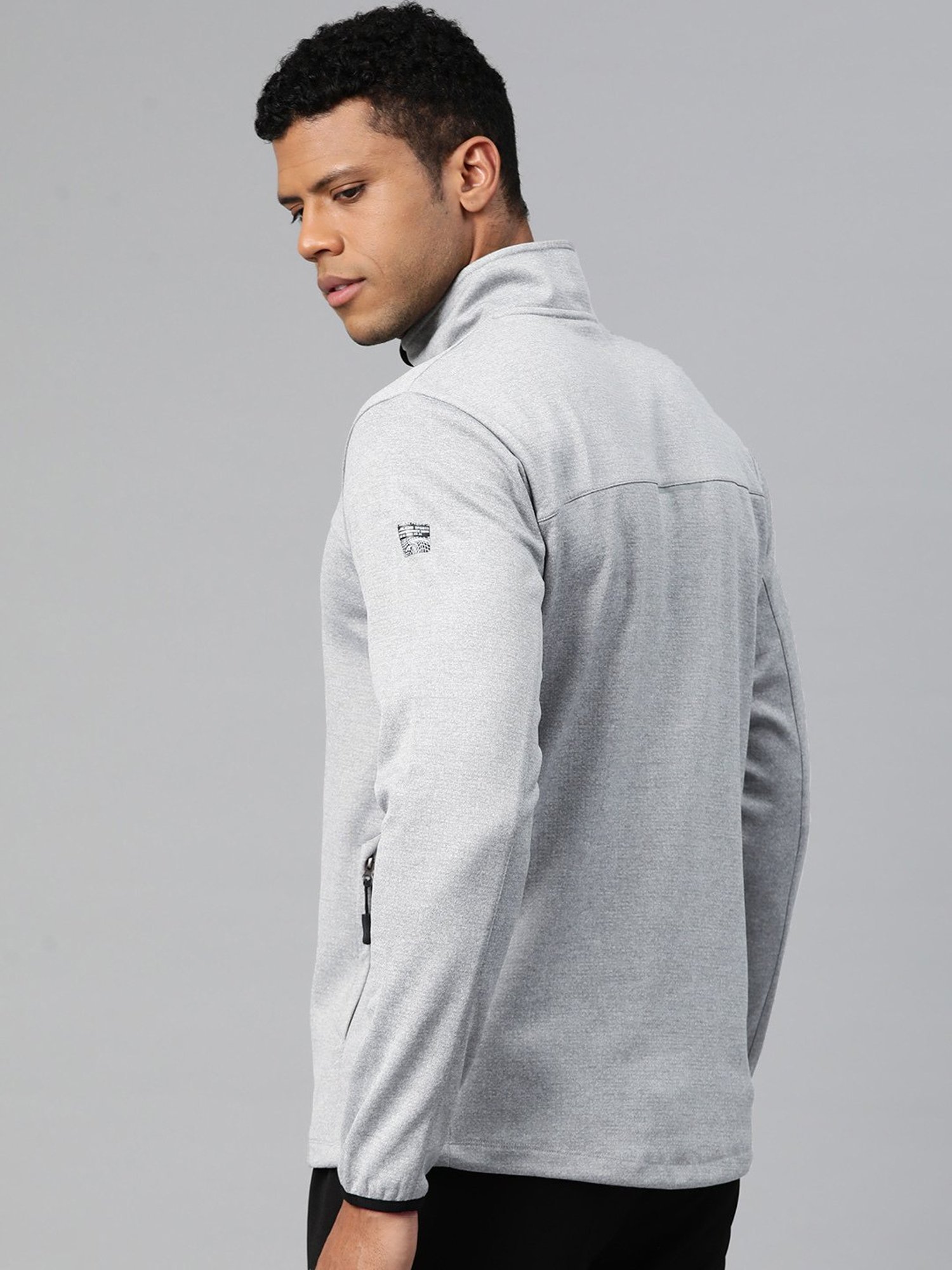 ALCIS Light Grey Slim Fit Self Design Sweatshirt