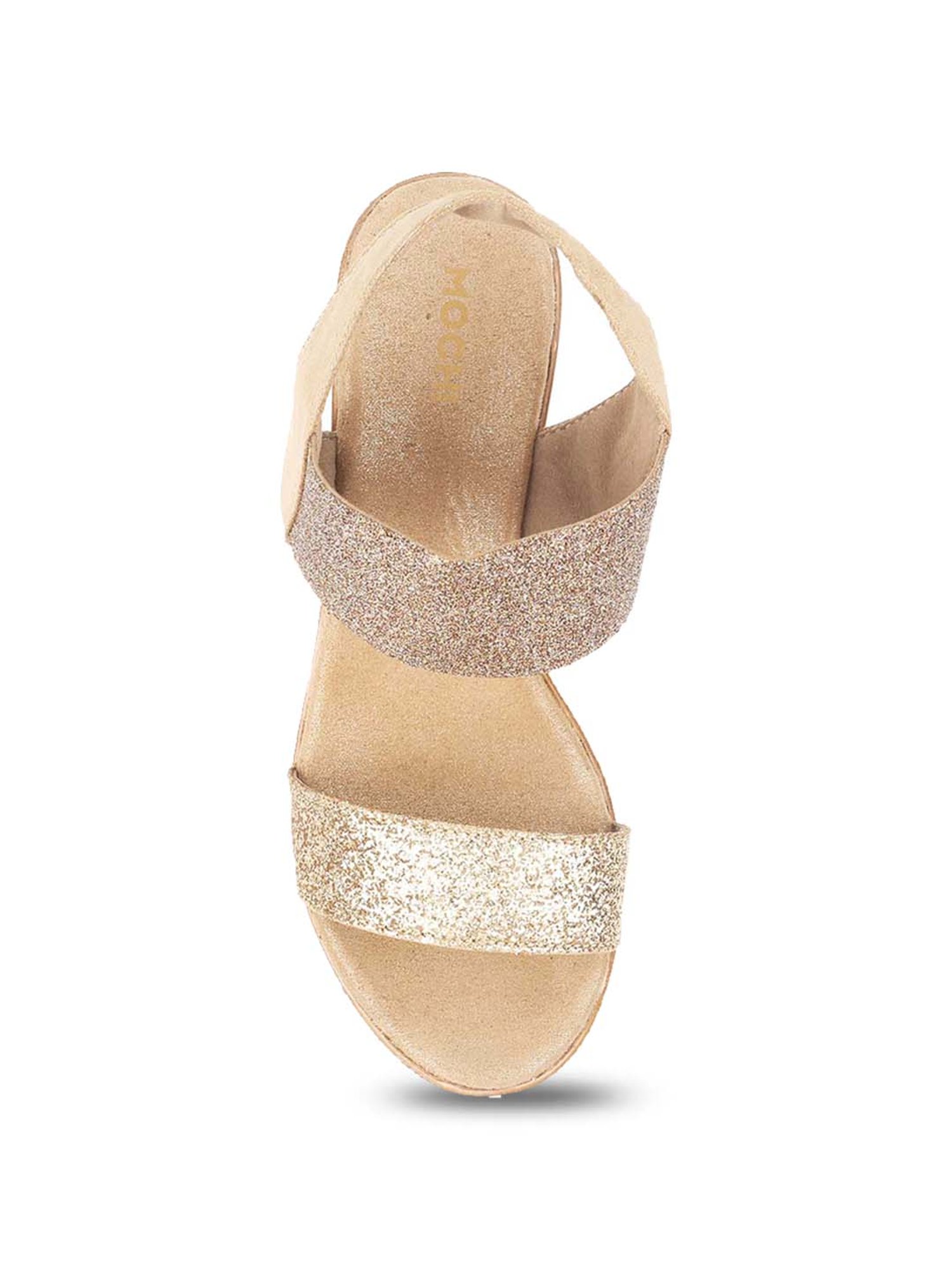 Mochi Women's Golden Ankle Strap Sandals