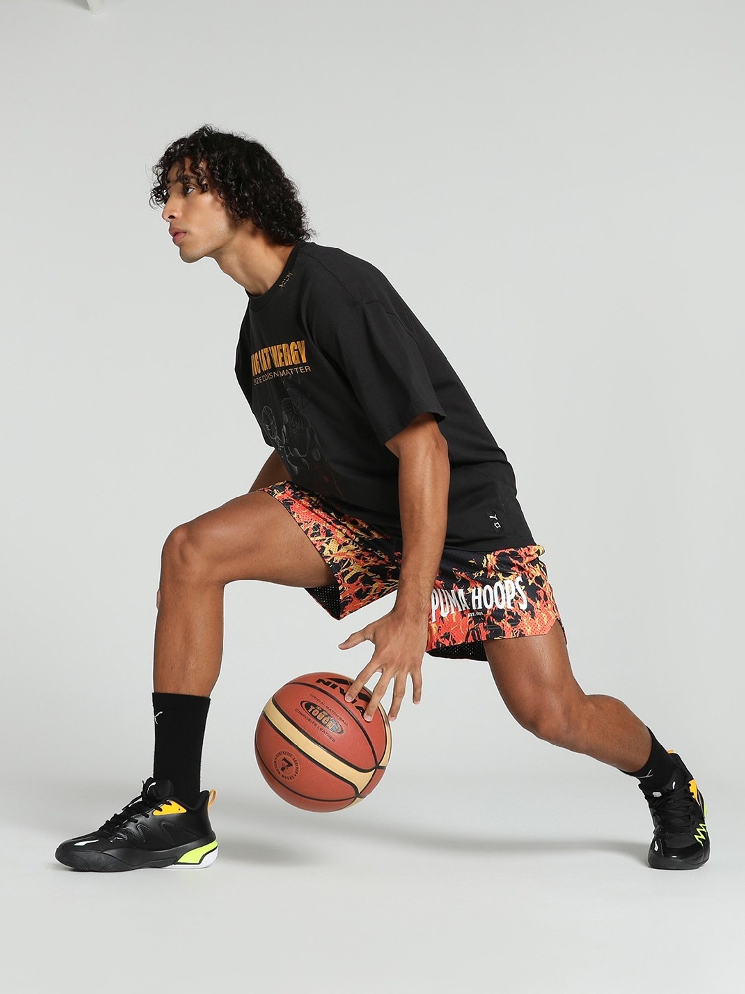 Puma The Joker Pack Black Cotton Regular Fit Printed Sports T-Shirt