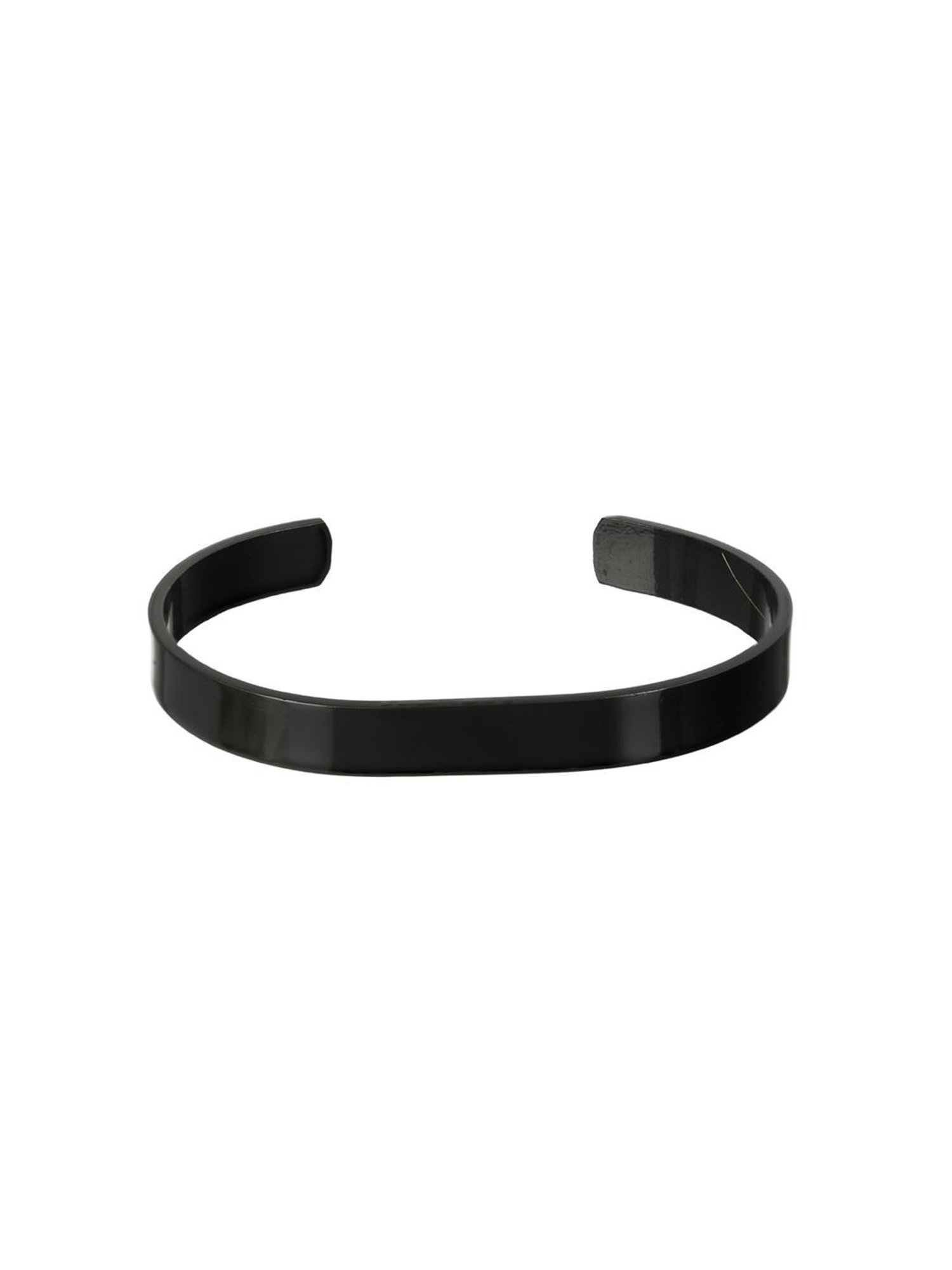 Bold by Priyaasi Solid Black Cuff Bracelet for Men