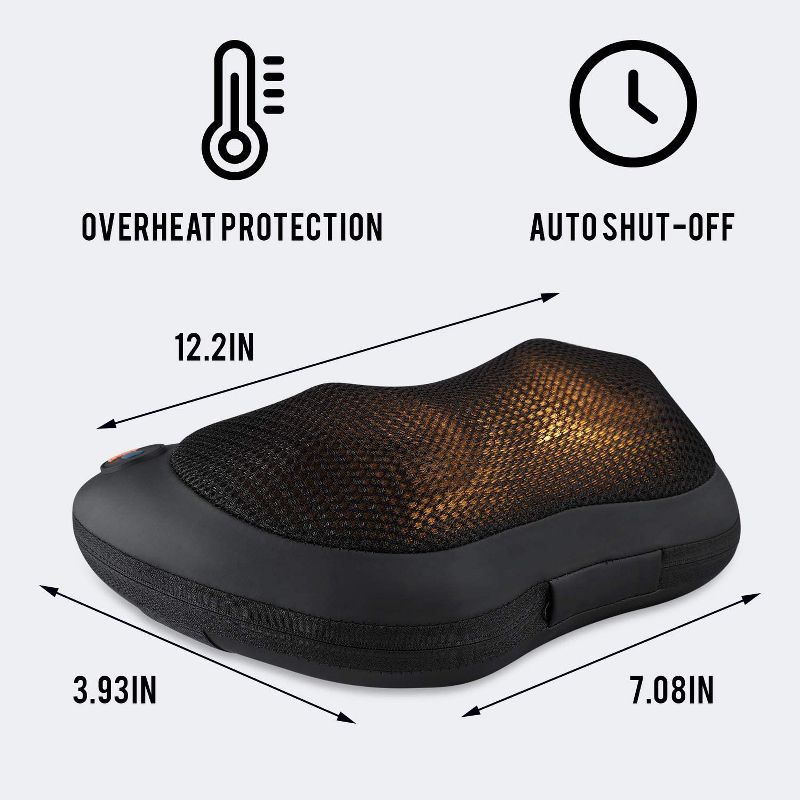 Dartwood Back and Neck Massager for Relieving Back and Neck Muscle Pain with Heat and Deep Kneading for use at Home and in Cars