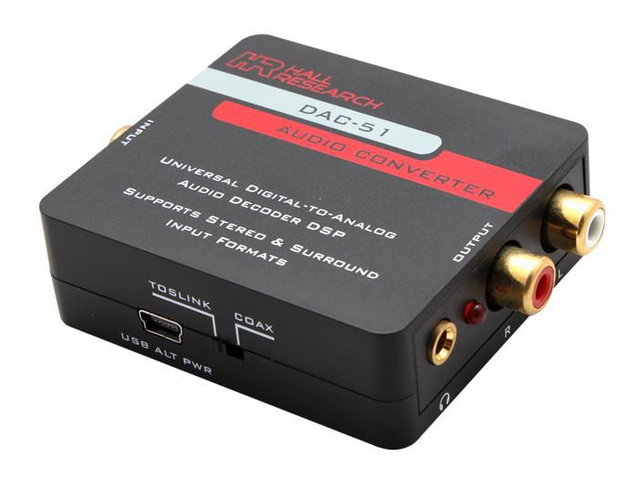 Hall Research - DAC-51 - Hall Research Universal Digital to Analog Audio Decoder DSP - 192 kHz - 24-bit - 20 kHz - 120