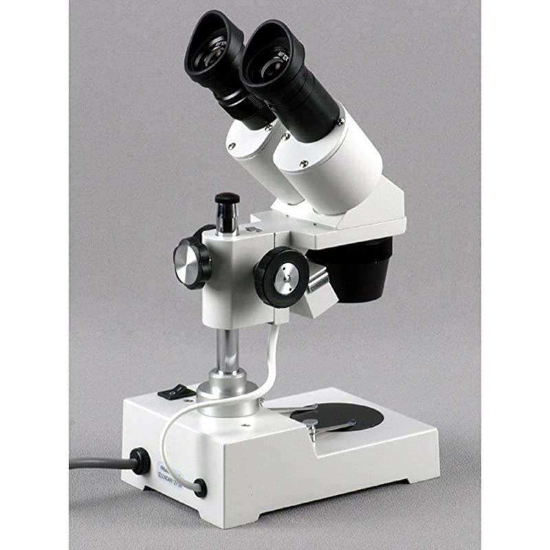 SE303-P-E Digital Binocular Stereo Microscope, WF10x Eyepieces, 10X and 30X Magnification, 1X and 3X Objectives, Tungsten Lighting, Reversible Black/White Stage Plate, Pillar Stand, 110V, Includes 0.