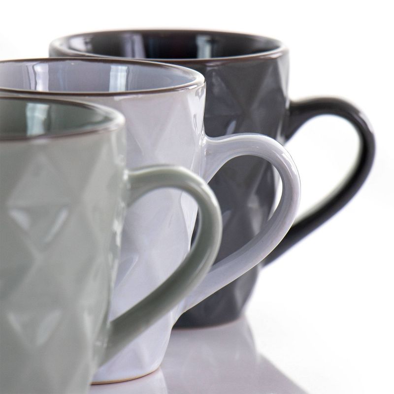 12oz 6pc Porcelain Diamond Waves Assorted Mug Set with Stand - Elama