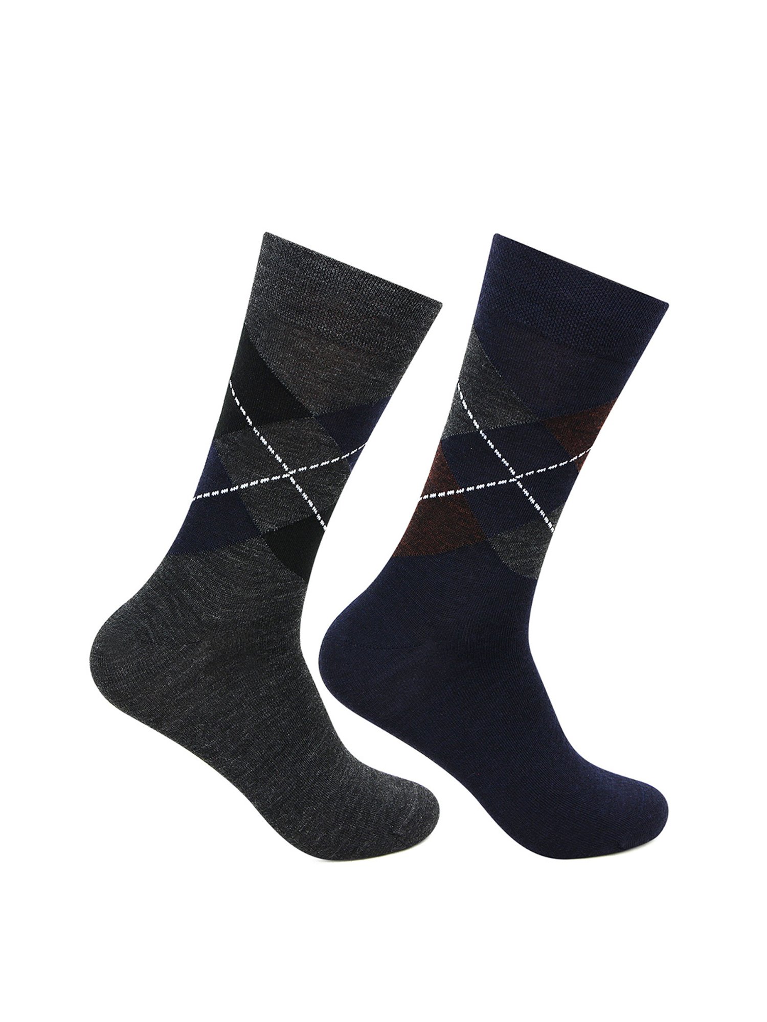 Bonjour Navy and Dark Grey Socks (Pack Of 2)