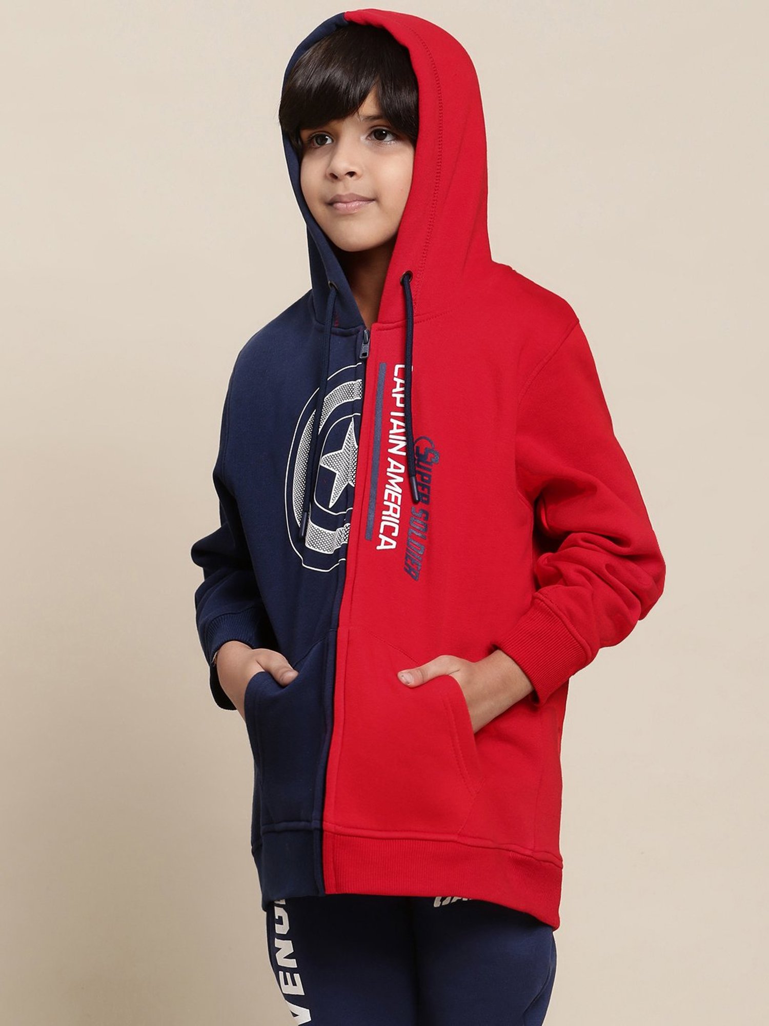 Kidsville Captain America Printed Multicolor Hoodie For Boys