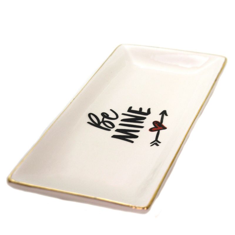Tabletop 4.25" Be Mine Ceramic Tray Love Valentines Jewelry Holder Burton & Burton  -  Decorative Trays And Platters