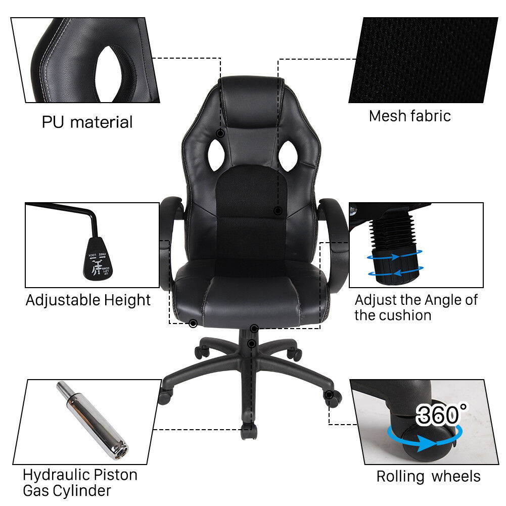 Polar Aurora Office Chair Leather Desk High Back Ergonomic Adjustable pc Chair