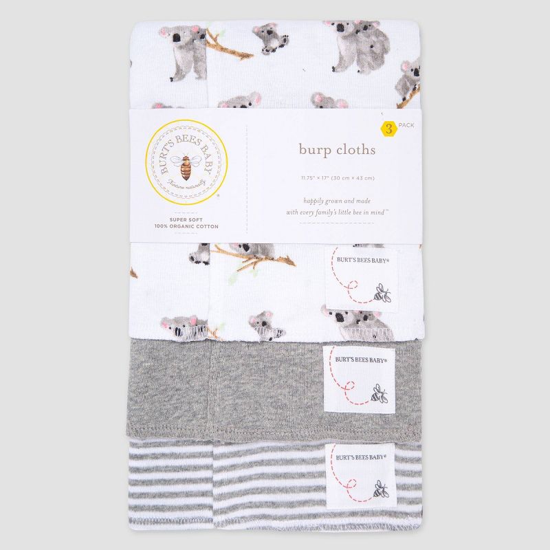 Burt's Bees Baby® Baby 3pk Koala Burp Cloth Set - Gray