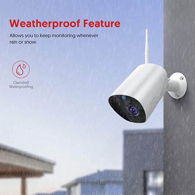 Outdoor Security Camera,  2.4G WiFi 1080P Surveillance Camera with PIR Passive Infrared Sensor, Motion Detection / Night Vision / Two Way Audio, Compatible with iOS & Android