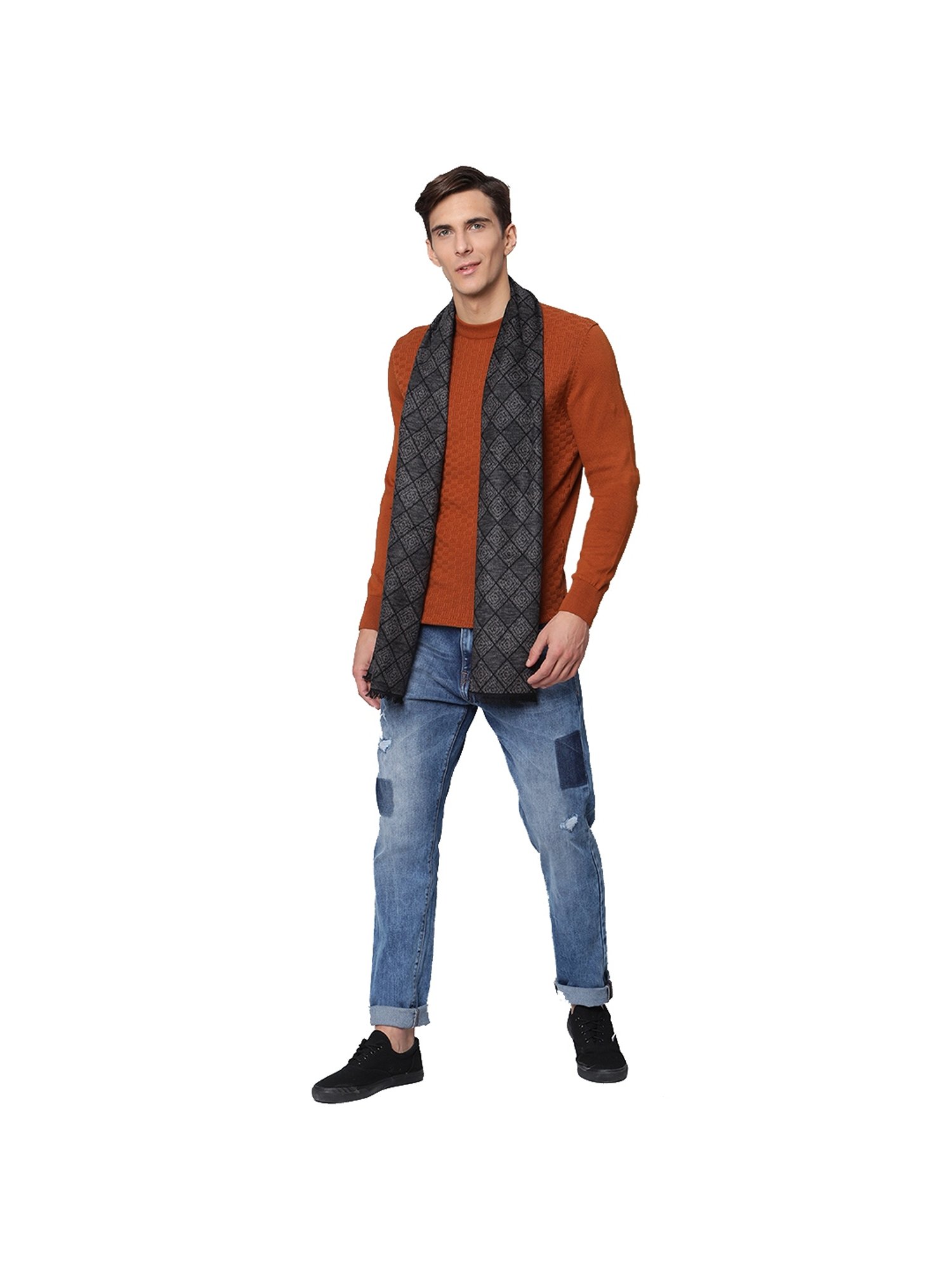 Bruun & Stengade Dark Grey Textured Scarves