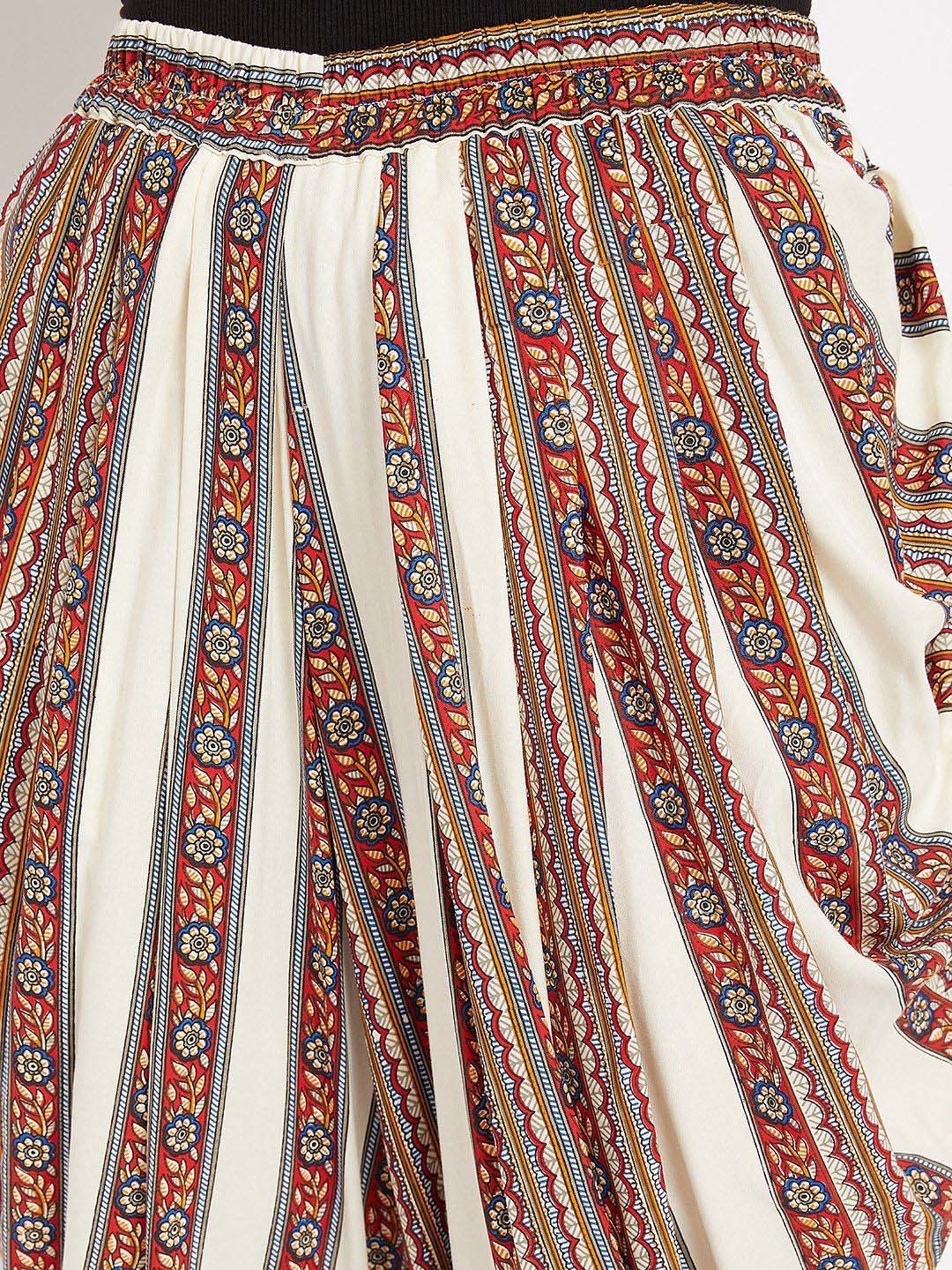 Castle Off-White Printed Dhoti Pants