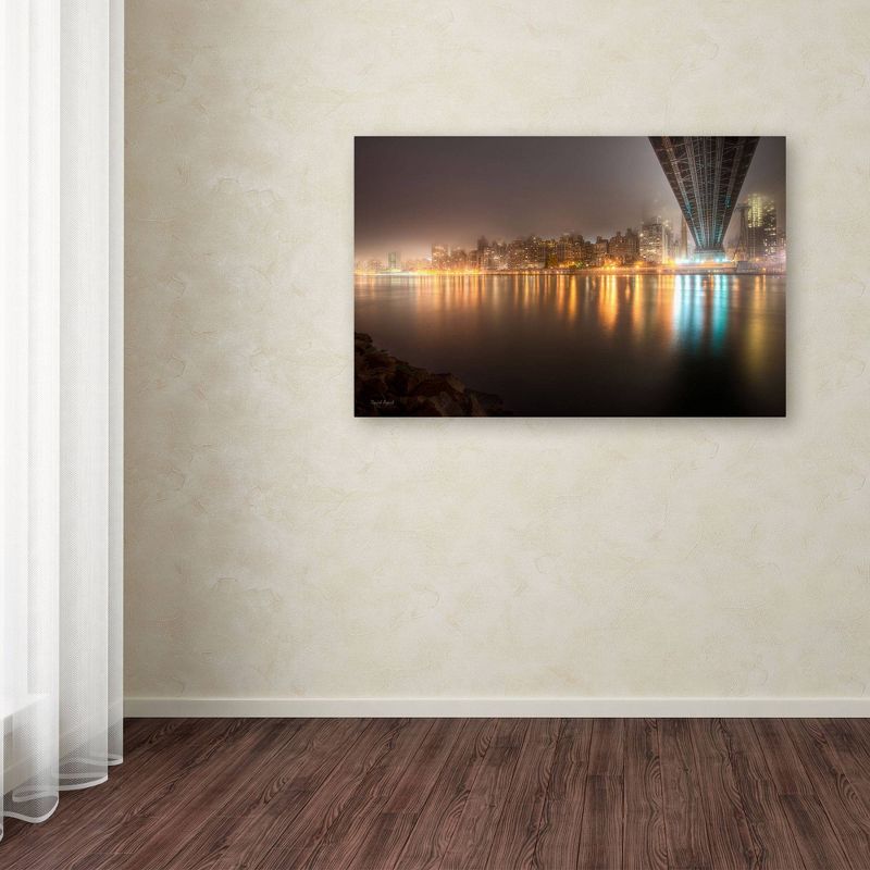 30" x 47" Fog Under the Queensborough Bridge - Midtown' by David Ayash - Trademark Fine Art