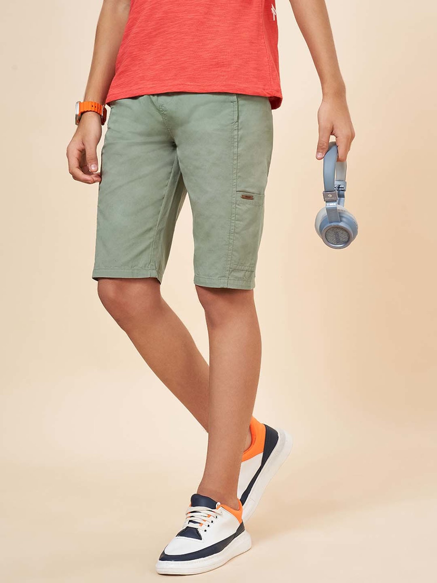 Coolsters by Pantaloons Boys Olive Cotton Regular Fit Shorts
