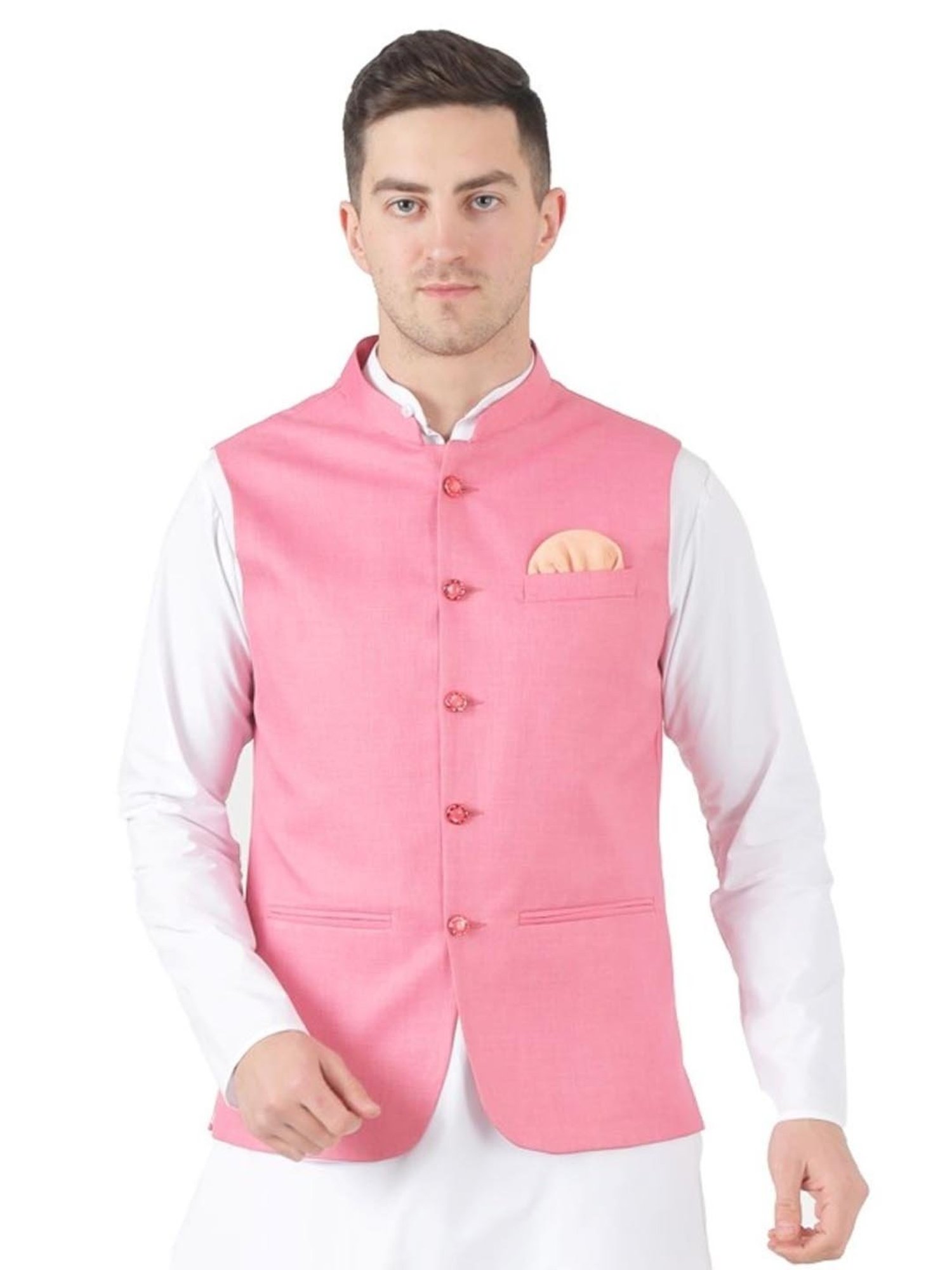 TAHVO Pink  Slim Fit Nehru Jacket