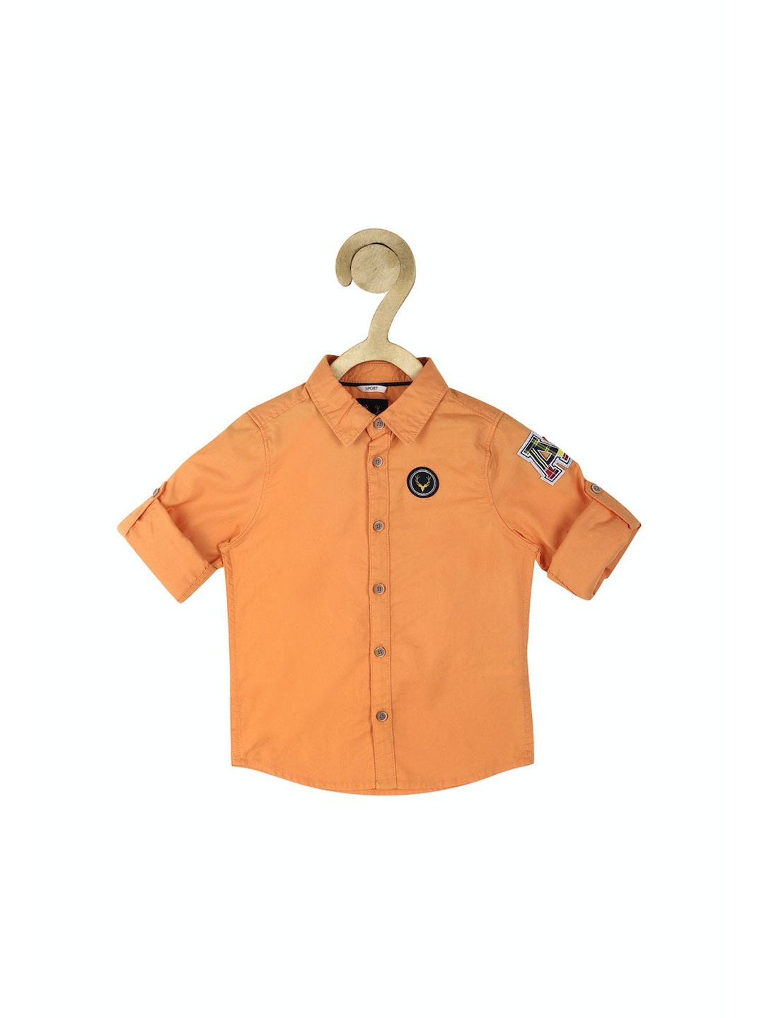 Allen Solly Kids Orange Solid Full Sleeves Shirt