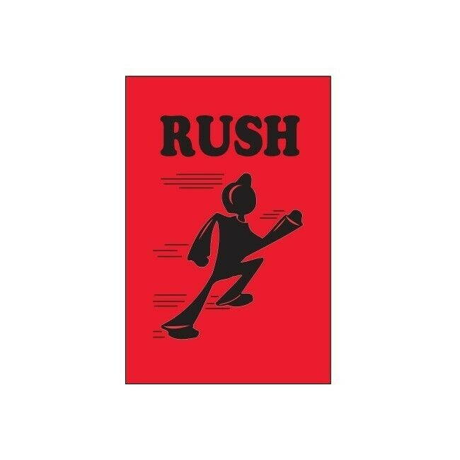 Tape Logic Labels, "Rush", 4" x 6", Red/Black, 500/Roll