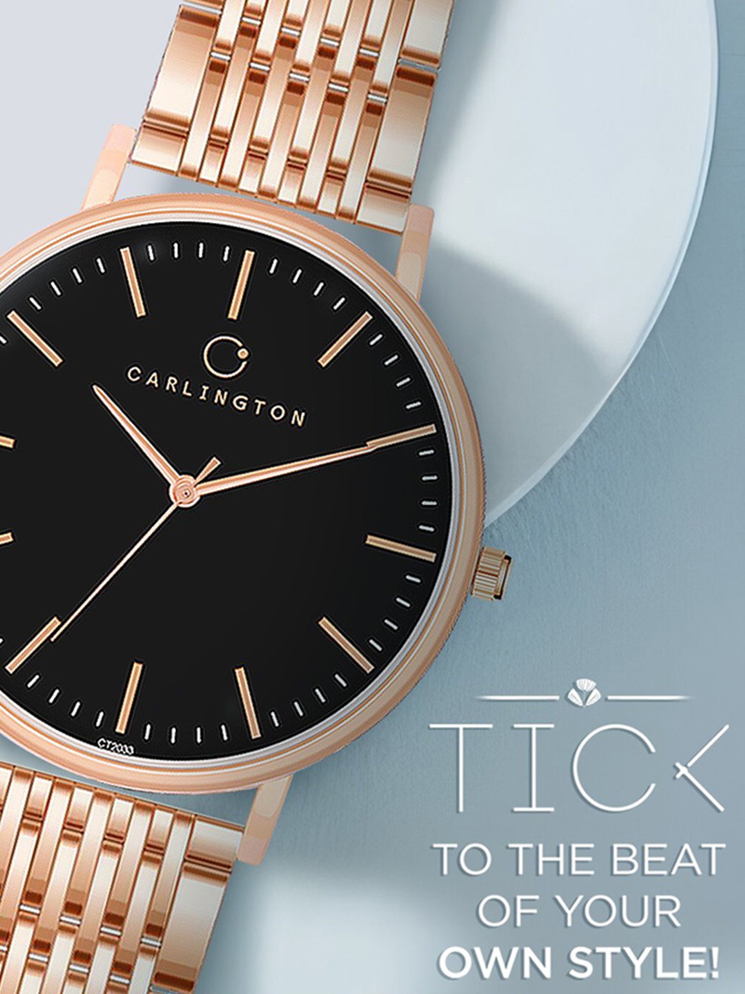 Carlington Iconic 2033 RoseBlack Analog Watch for Women