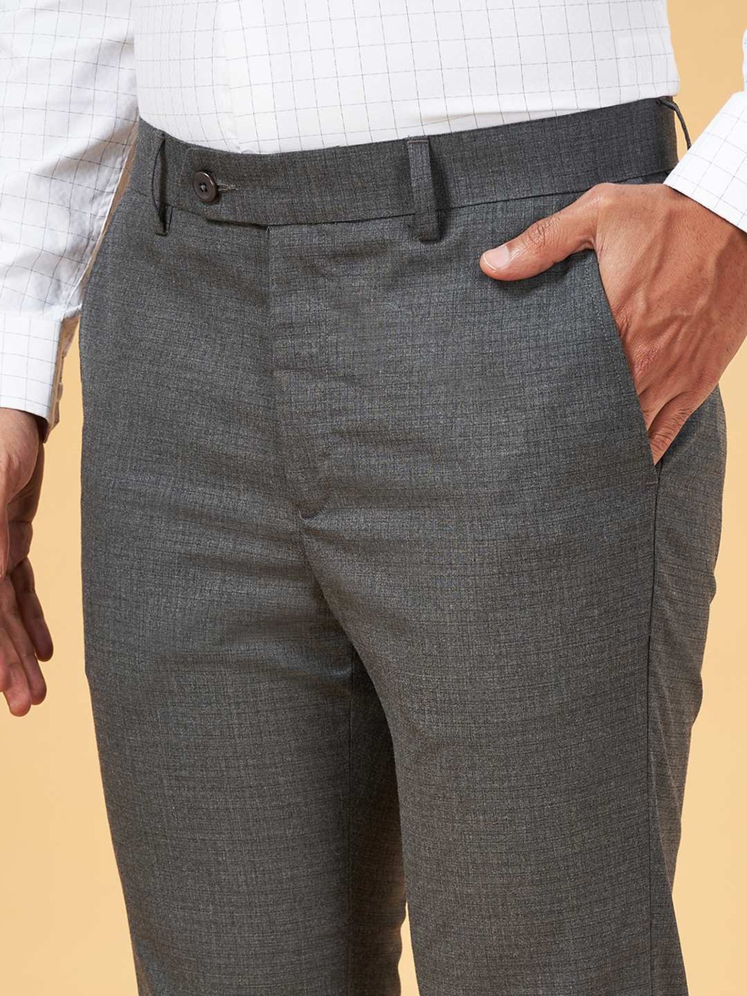 Byford by Pantaloons Dark Grey Slim Fit Trousers