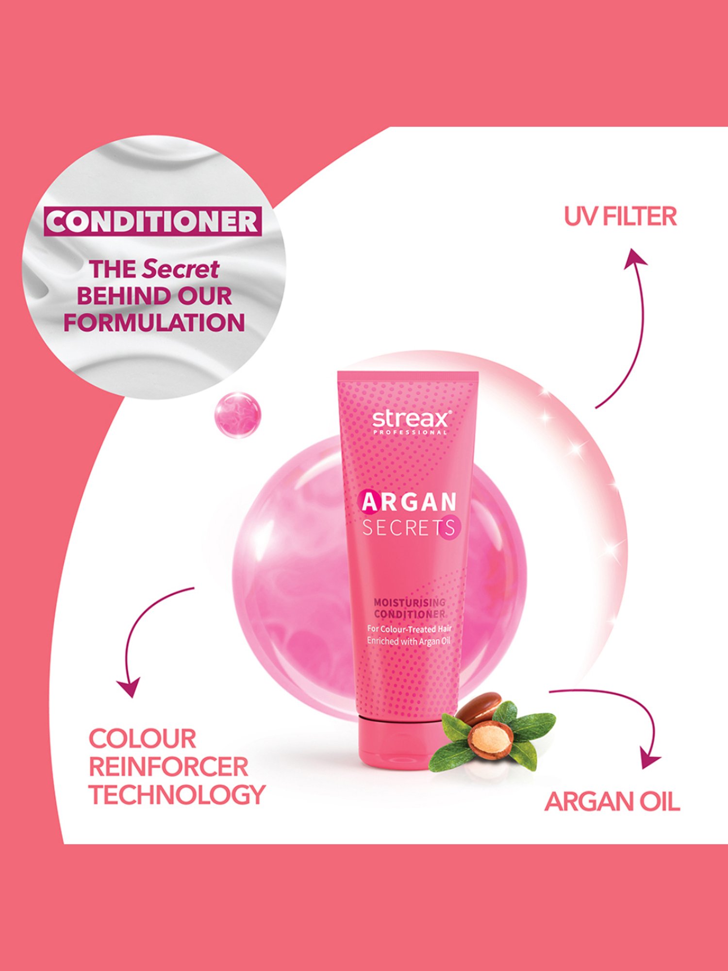 Streax Professional Argan Secrets Moisturising Conditioner - 240 gm
