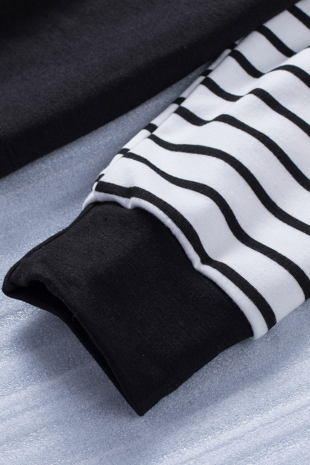 Blank Sweatshirt - Black Striped and Stars Print Long Sleeve T-Shirt Customized