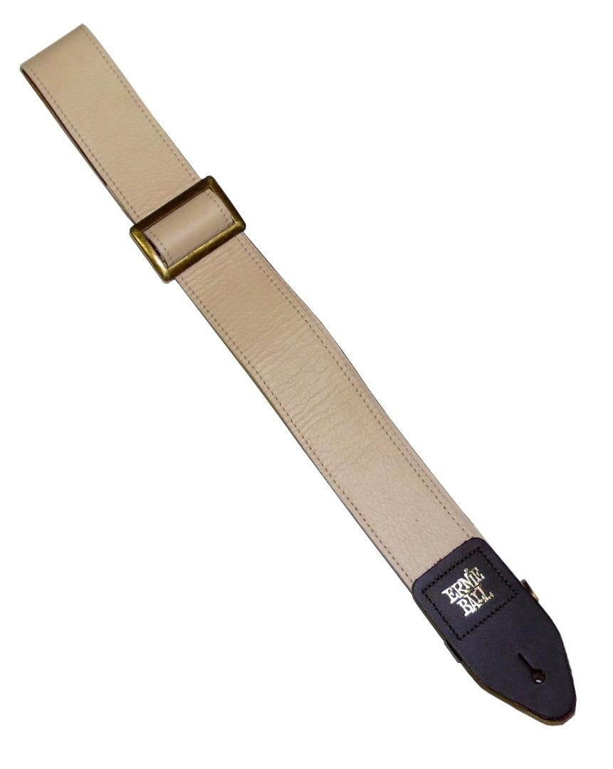 Ernie Ball 2" Leather Guitar Strap with Gold Buckle, Beige