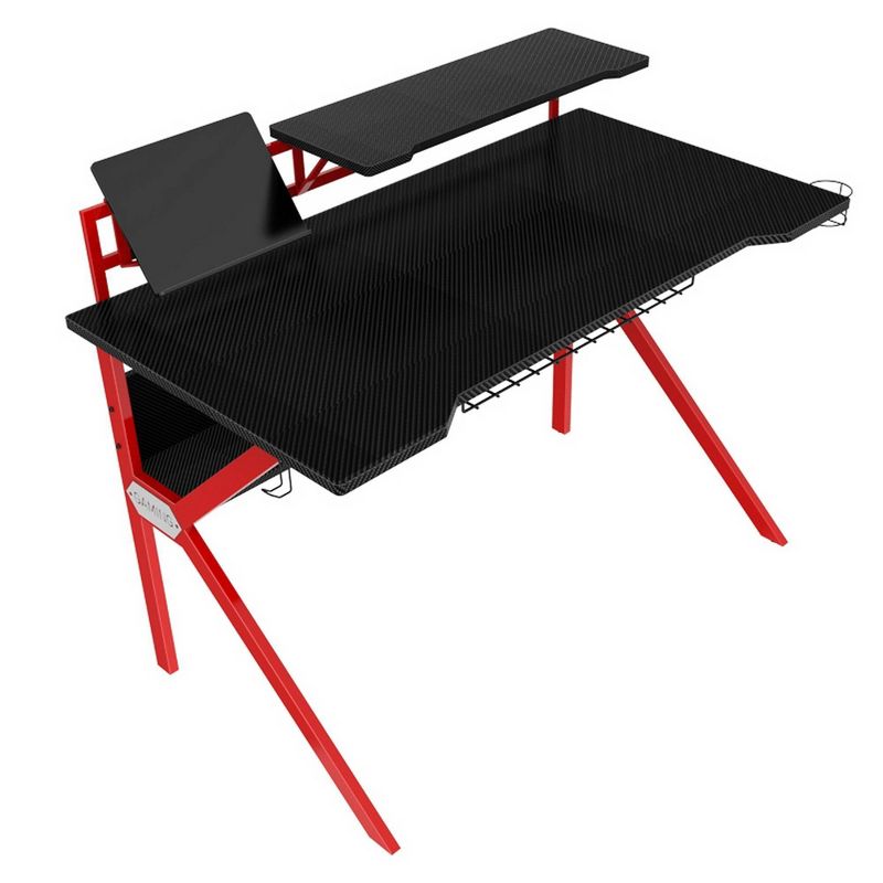 PVC Coated Ergonomic Metal Frame Gaming Desk Black/Red - The Urban Port