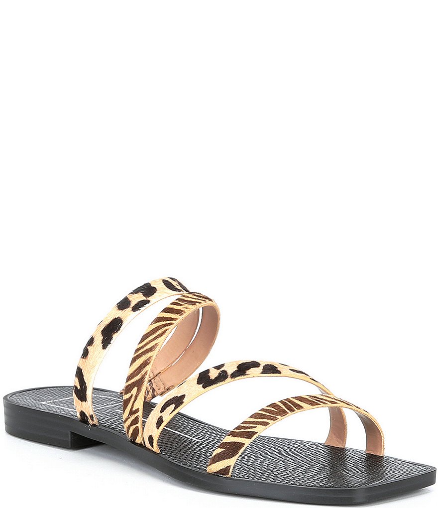 Dolce Vita Izabel Leopard Multi Print Calf Hair Square Toe Sandals