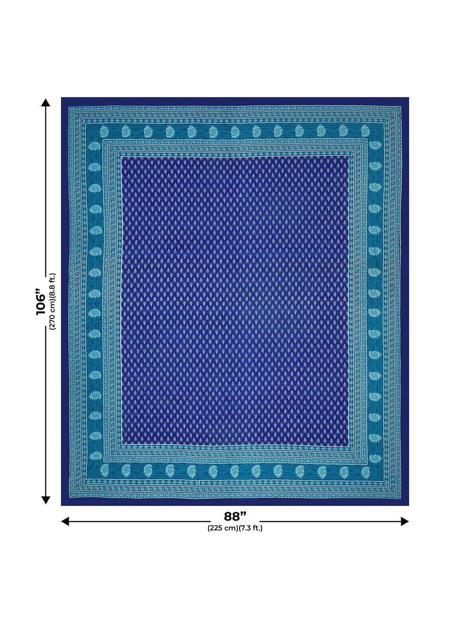 JaipurFabric Navy 100% Pure Cotton 120 TC Double Bedsheet with 2 Pillow Covers